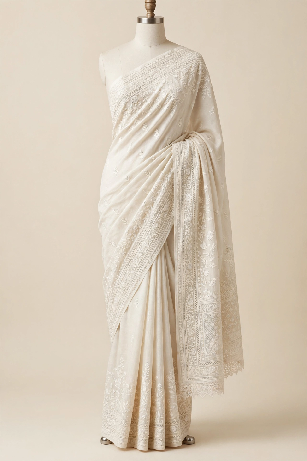 Hand-Embroidered Chikan Saree